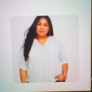 Blue white  stripe 3\4 slevee blouse